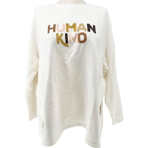 Old Navy Maternity Sweatshirt Womens XXL Long-Sleeve Human Kind Graphic Cream - Picture 1 of 10